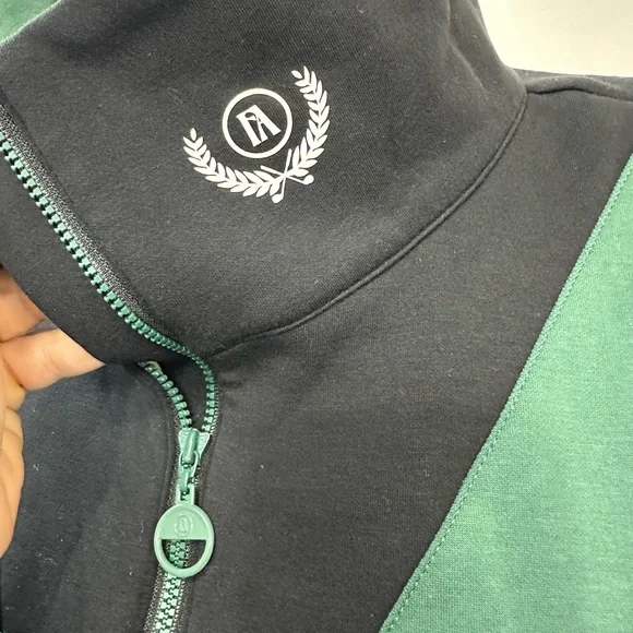 Fire All Black and Green Chevron Half-Zip Sweatshirt - Picture 3 of 4